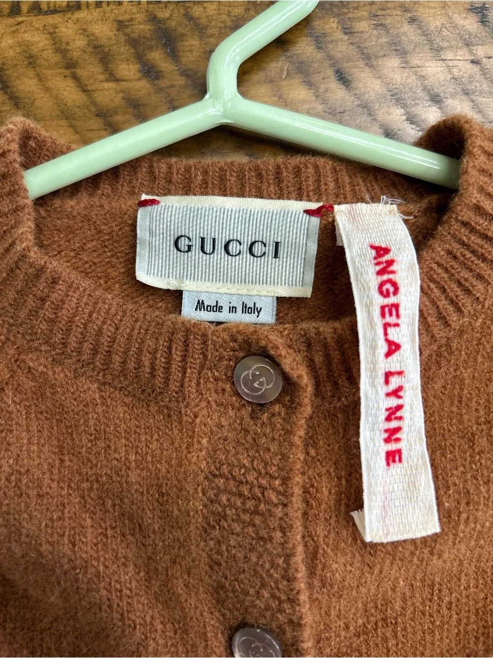 Gucci Kids Rust Brown Floral GG Knit Cardigan